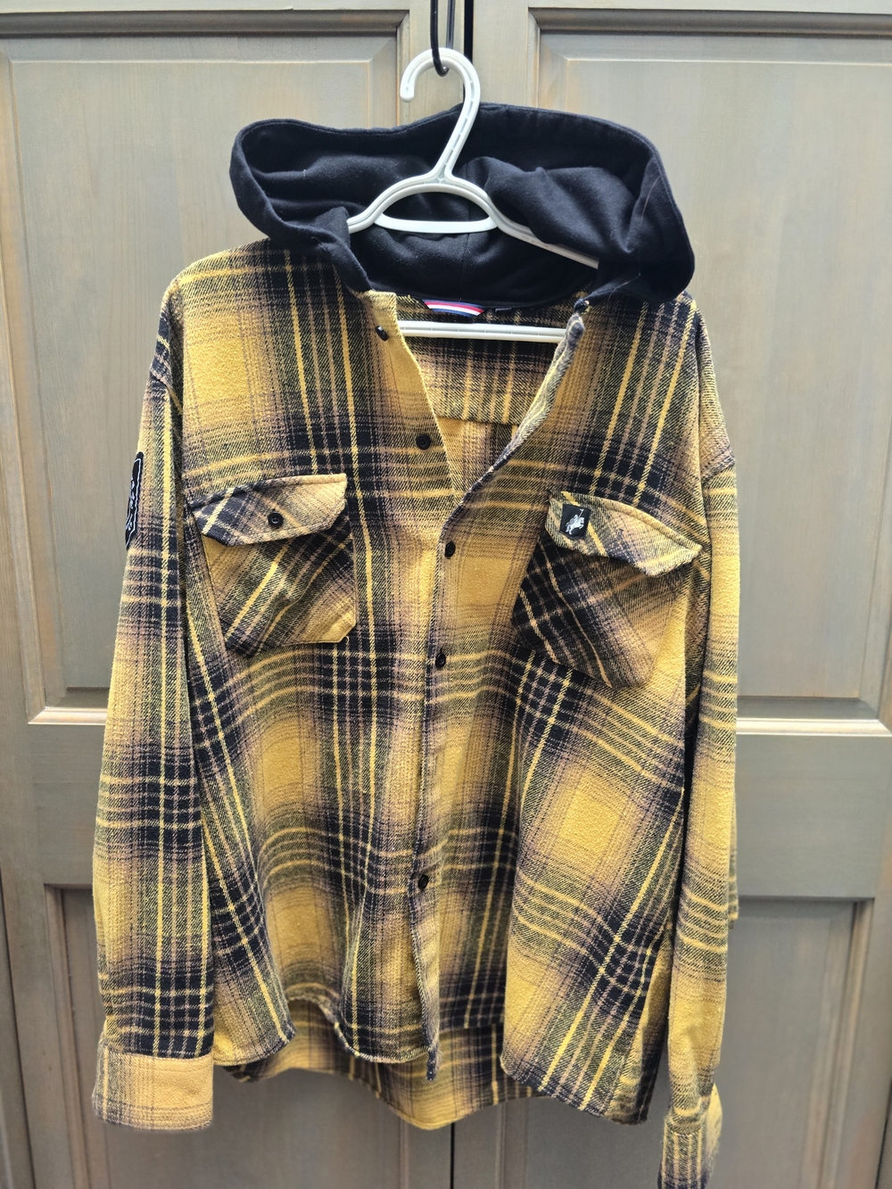 Men's Yellow Plaid Hooded Jacket
